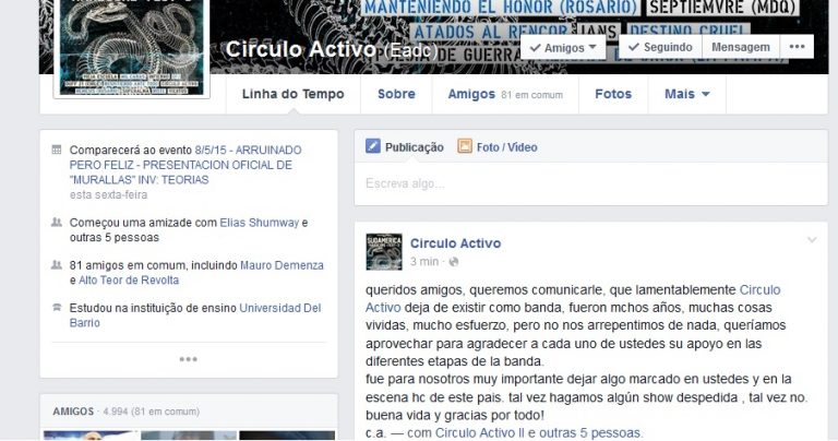 HC Argentina: Circulo Activo  encerra atividades