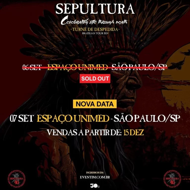 SEPULTURA fará dois shows em São Paulo/SP na turnê de despedida