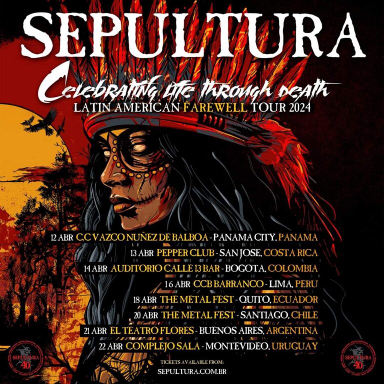 Sepultura anuncia sua turnê de despedida em Bogotá para comemorar os 40 anos do metal