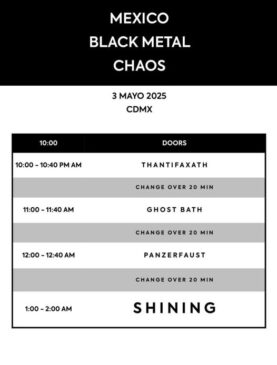 Novos horários do México Black Metal Chaos