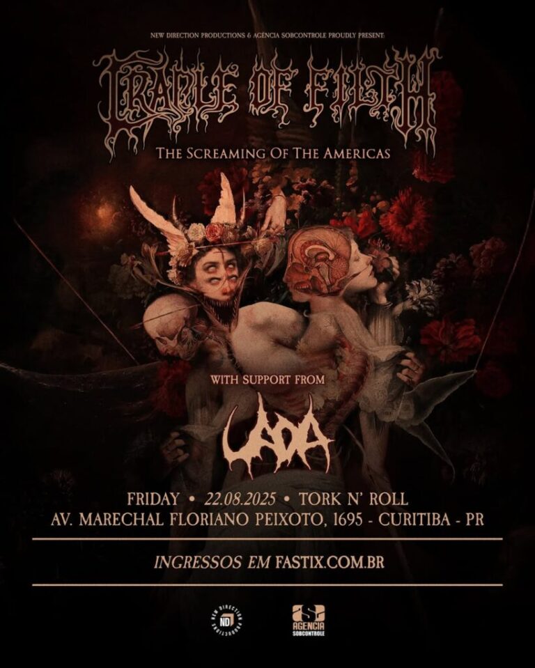 NDP e SOBCONTROLE Apresentam CRADLE OF FILTH em Curitiba/PR – 22/08/2025