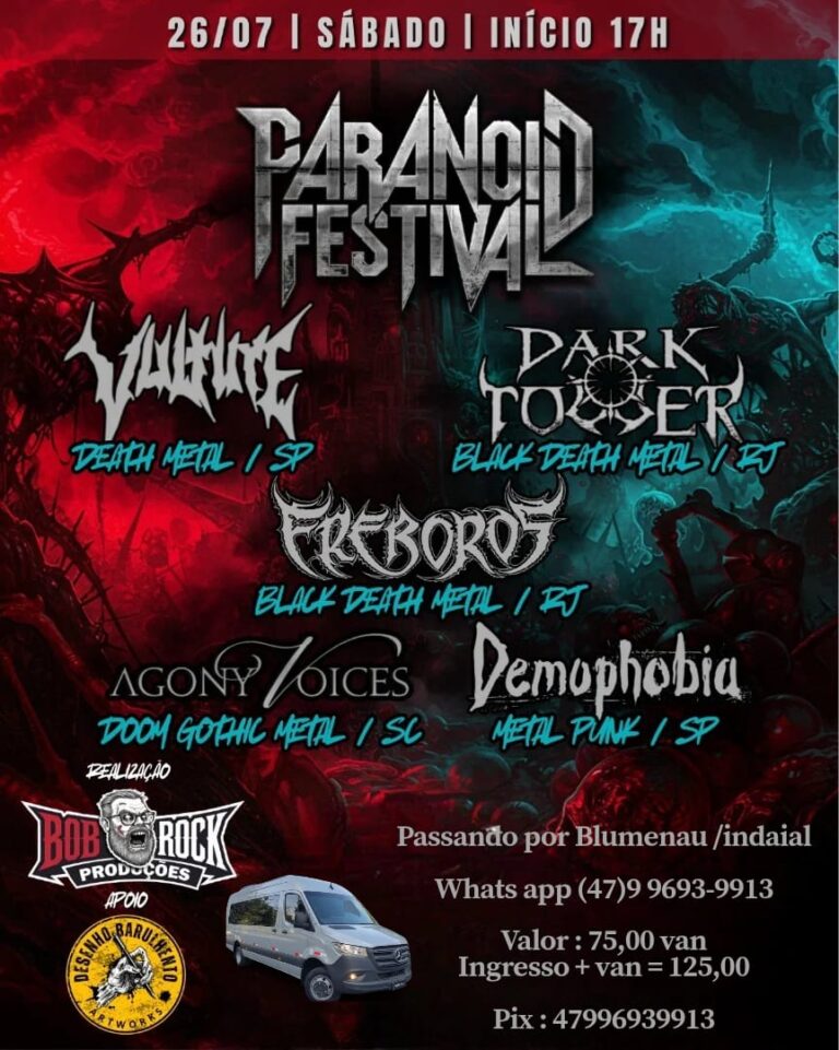PARANOID FESTIVAL – BOB ROCK 26/07/2025 – SC/BRASIL