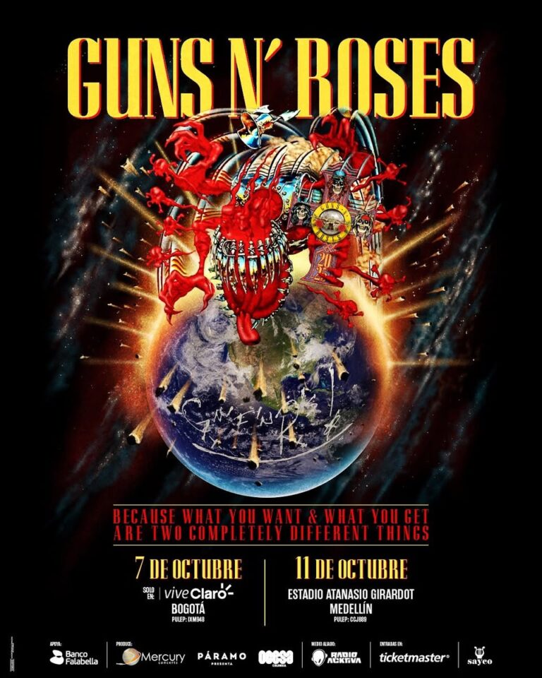 Guns N’ Roses en Bogotá este 7 de octubre: una noche de rock legendario