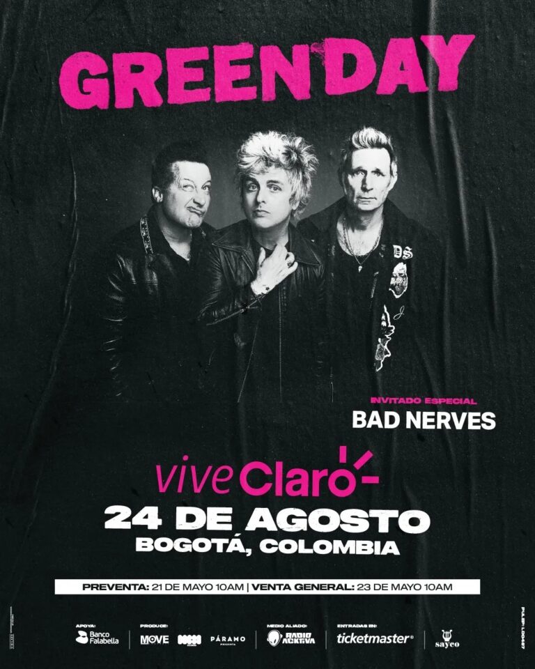 Green Day sacudirá a Bogotá com um concerto imperdível em 2025