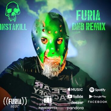 Arte promocional do remix 'Furia – Drum & Bass Remix' com estética eletrônica.
