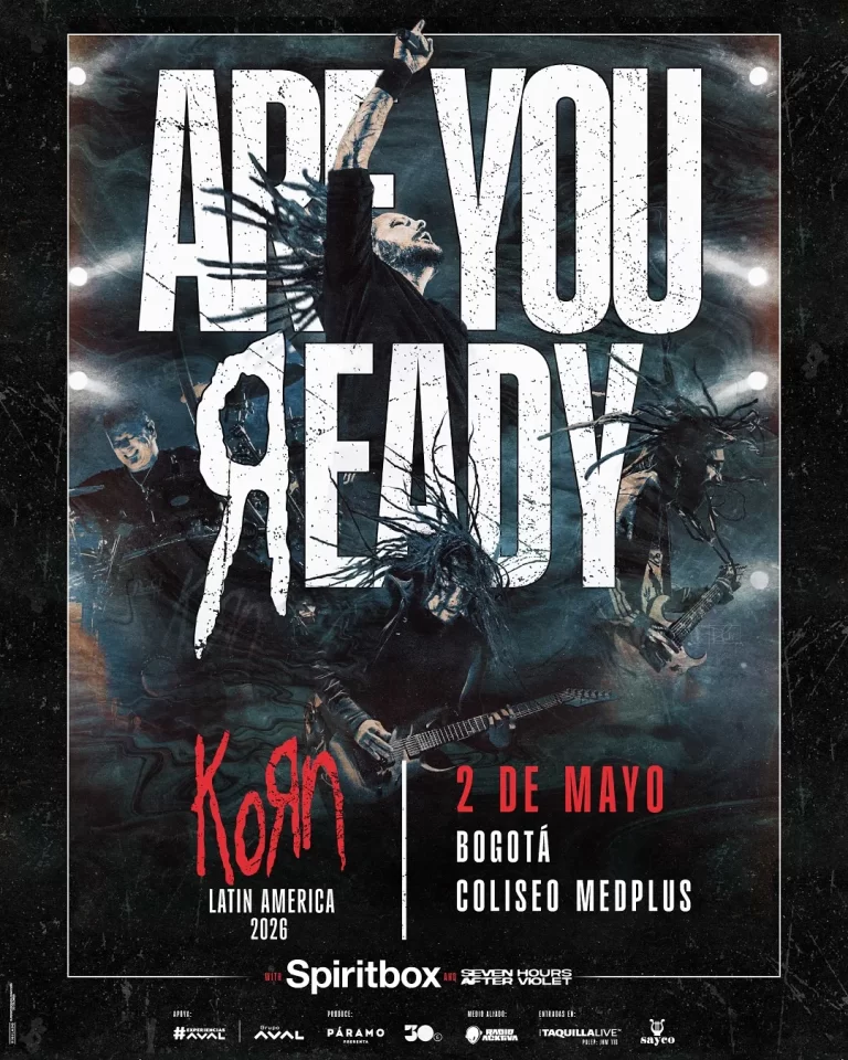 Korn confirma seu retorno à Colômbia em 2026: uma noite épica de nu metal no Medplus Coliseum