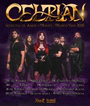 Flyer da turnê da banda Celtian no México