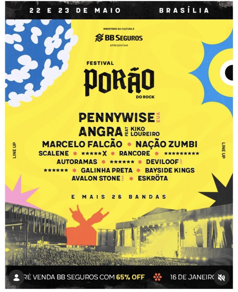 Festival Porão do Rock 2026: Brasília se prepara para 2 dias de peso com Pennywise e reunião especial do Angra