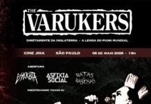 Noite de punk rock no Cine Jóia: Varukers, Eskröta, Asfixia Social e Ratas Rabiosas, na sexta-feira (08/05/2026)