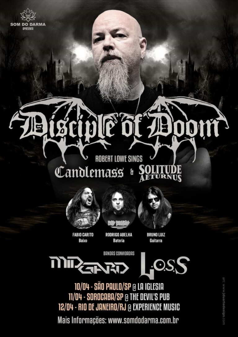 Uma das principais vozes do doom metal mundial, Robert Lowe traz clássicos do Candlemass e Solitude Aeturnus em turnê inédita no Brasil com o projeto Disciples Of Doom