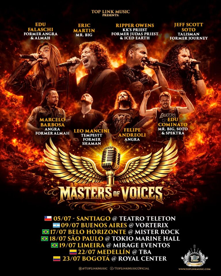 Masters Of Voices: nova superbanda reúne Eric Martin (Mr. Big), Edu Falaschi (Angra/Almah), Tim “Ripper” Owens (Judas Priest/KK’s Priest/Iced Earth) e Jeff Scott Soto (Talisman, Journey, Yngwie Malmsteen)