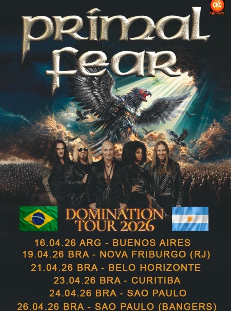 Dominação Metálica: Primal Fear anuncia turnê brasileira para abril de 2026