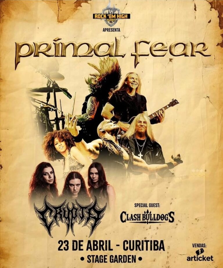 Curitiba sob Ataque: Primal Fear, Crypta e Clash Bulldog’s se reúnem no Stage Garden