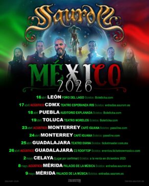 Cartaz oficial da turnê do Saurom no México
