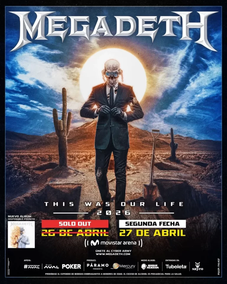 Megadeth na Colômbia em 2026: não é uma turnê, é o fim de uma era