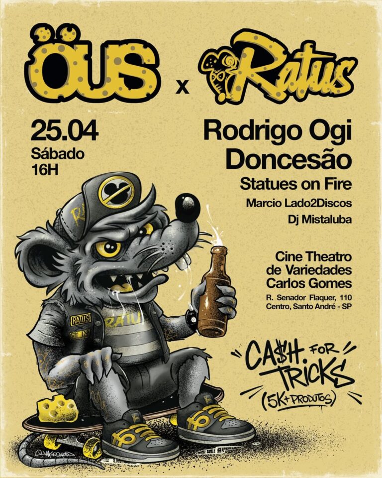 Ratus Skateshop: Crossover de Hardcore e Hip Hop, em Satandré (25/04/2026)